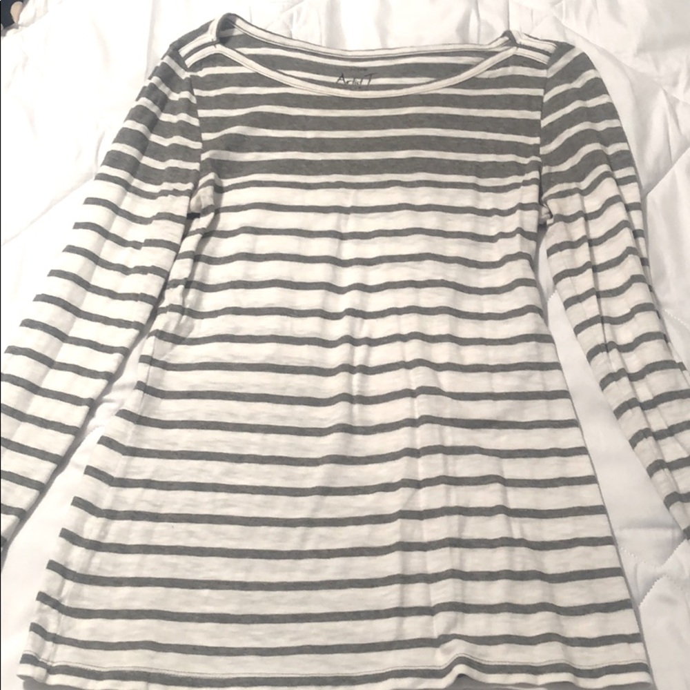 Grey & White Long Sleeve Shirt